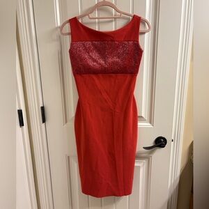 Chiara Boni La Petit Robe Cocktail Dress Beaded Top V-Back Sleeveless 40 US 4